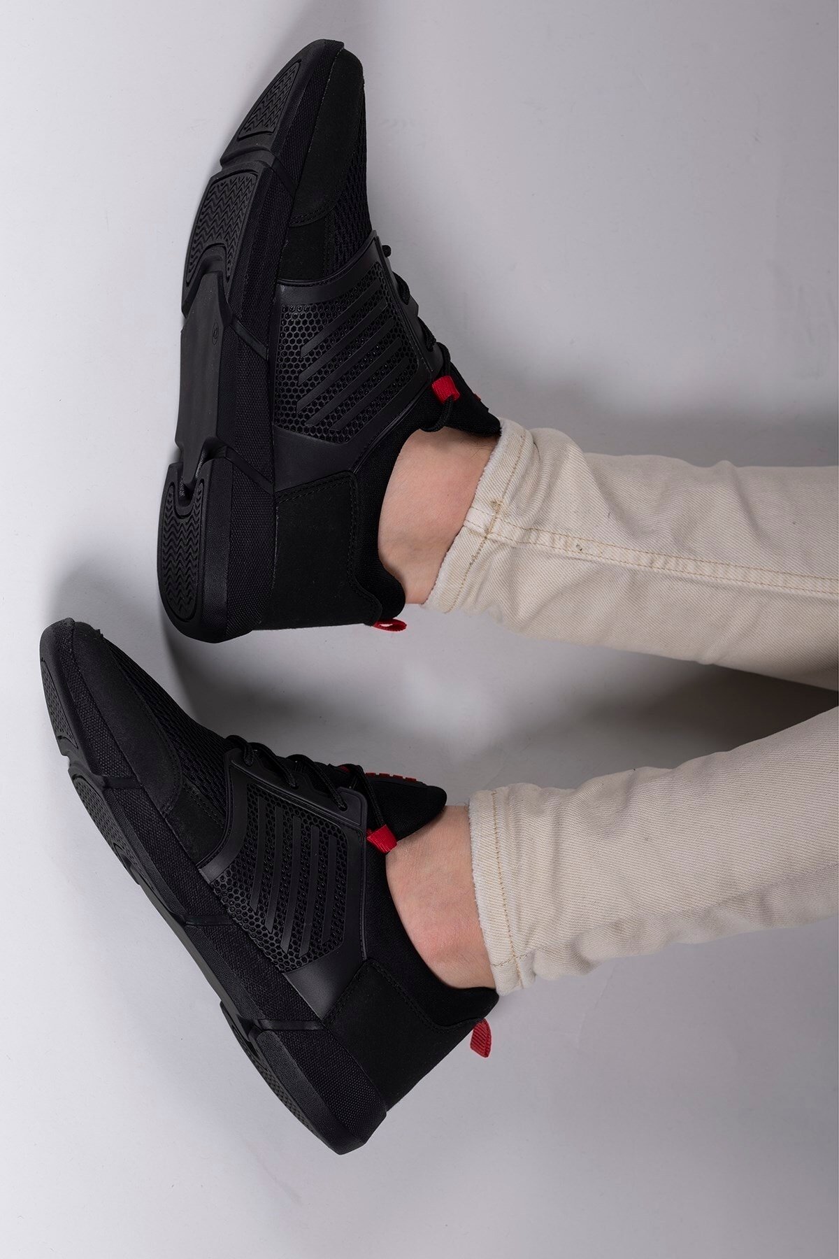 Siyah Kırmızı Erkek Sneaker 0012105
